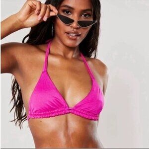 Missguided Hot Pink Triangle Bikini Top Size 6